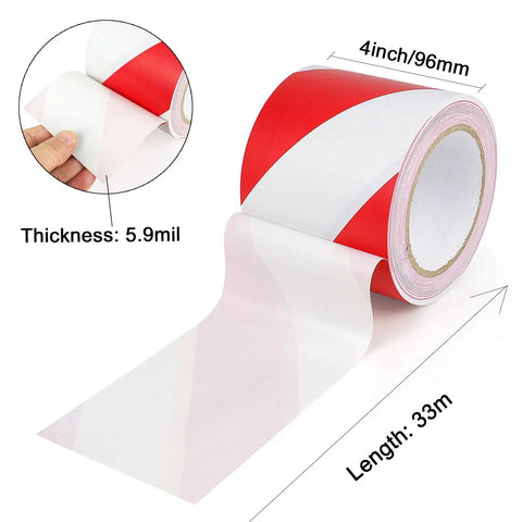 High Visibility Red And White Floor Marking Tape 4 Inch By 108 Feet Self Adhesive Waterproof Caution Strip for marking hazardous areas
