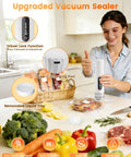 Portable Vacuum Sealer For Food With 80kPa Suction And Lock Function Includes 30 Reusable Bags Compact handheld with food prep.