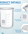 20 Pack 100 mL Glass Beaker Set Heavy Duty Lab Beakers With Printed Graduation For Lab Classrooms Or Home Use High Borosilicate Glass Durable Thick Wall And Clear Graduation Markings Bulk 20 Pieces showing product details