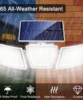 All in One Ultra Bright Solar Motion Sensor Lights Outdoor With Three Adjustable Heads Easy Install IP65 waterproof
