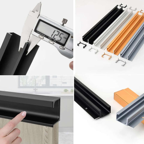 Black Aluminum Cabinet Handles G Type Pulls Concealed Door Knobs Finger Edge Pulls for Kitchen in various angles