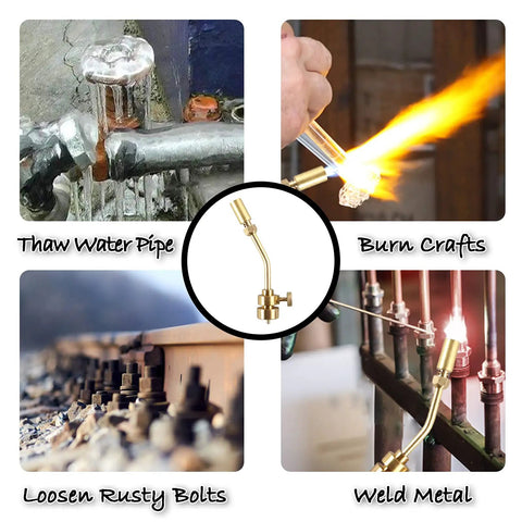 Propane Torch Head With Manual Start Brass Nozzle For Soldering, Welding, Brazing, Thawing And Cooking, Torch Only, Pro Grade Ignite, Easy Flame Adjustment, Durable Brass Construction For Home Diy Projects