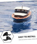 RC boat on water showcasing Power-Packed 2-Pack CNC Machined RC Boat Propellers For Forward And Reverse Motion Semisubmerged Design
