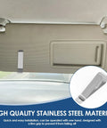 Stainless Steel Garage Door Opener Clip For Visor 10 Pack shown attached to car visor, suitable for LiftMaster Sears Chamberlain Craftsman.