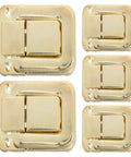 Retro Hasp Latches With Toggle Catch Lock For Antique Wood Boxes Sturdy Metal Closure To Secure Jewelry And Keepsakes In Vintage Style Projects, set of five gold latches.