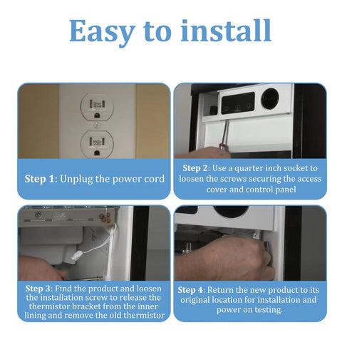 Installation steps for Stainless Ice Maker Bin Temperature Sensor Upgrade Replacement for Whirlpool KitchenAid Kenmore Ice Makers