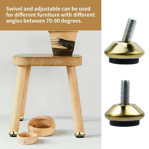 20Pcs Swivel Furniture Leg Levelers, 1 Inch Height, M6 Thread, Gold Finish, Adjustable Glide Feet For Tables, Chairs, Cabinets, Shelves, Workbenches, And Plant Stands