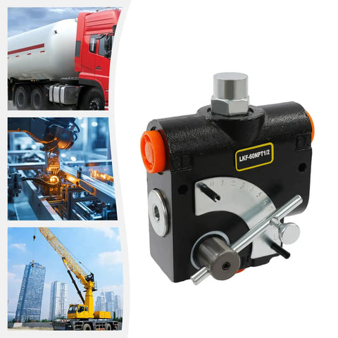 Flow Control Valve Half Inch NPT Port Adjustable Directional Hydraulic Valve 3000 PSI Relief Max 15.85 GPM for tractors and splitters
