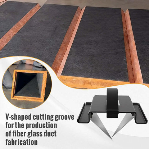 2 Inch V Cut Duct Board Tool For HVAC Foldable Joint Duct Sheet Cutter With V Groove displayed with ducts and grooving detail