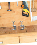Two Pack Heavy Duty Clamps For Woodworking Quick And Secure C Clamps For Small To Large Materials on wooden workbench