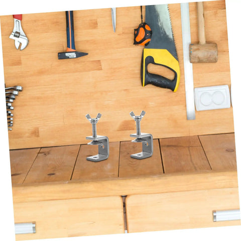 Two Pack Heavy Duty Clamps For Woodworking Quick And Secure C Clamps For Small To Large Materials on wooden workbench