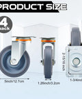Five Inch Rubber Caster Wheels With Two Swivel And Two Rigid Rollers Non Marking Silent Drive Built Tough Heavy Duty Rigging For Smooth Cruising Upgrades And Top Shelf Reliability Daily, product dimensions showing wheel size and mounting base.