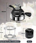 Dimensions of a Portable Butane Burner for Siphon Coffee Maker with Adjustable Flame and Furnace Stand shown with stand and base.