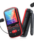 Clip-On Bluetooth 5.3 MP3 Player With 1.5 Inch Screen, HiFi Sound, Physical Buttons, FM Radio, Pedometer, Voice Recorder, Red