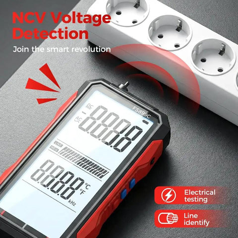 True RMS Digital Multimeter With 6000 Counts Color Screen Auto Display Rechargeable Battery detecting voltage near outlet.