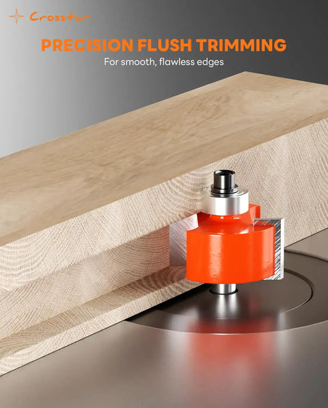 Rabbet Router Bit Set With Six Bearings And Quarter Inch Shank, Carbide Tipped Bits For Pro Woodworking on wooden board