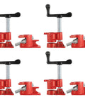 Built Tough Heavy Duty 3/4 Inch Pipe Clamps For Woodworking, Tough As Nails Cast Iron Gluing Bars with red coating, 4 pack.