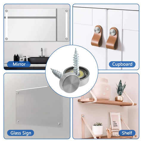 Stainless Steel Screw Cover Caps Set 24 Pieces 0.63 Inch Diameter 16mm Mirror Screw Caps Decorative Covers for Furniture Mirrors Signage