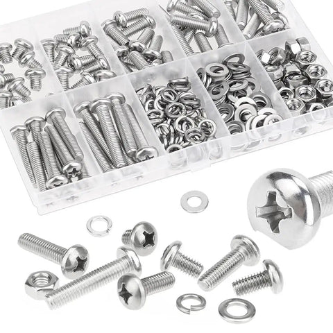 M3 Phillips Pan Head Machine Screws Kit 540 Pieces In Stainless Steel 304 With Nuts Washers And Spring Lock Washers