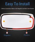 Amber Red 2x4 Inch Double Bullseye Trailer Marker Light Set With 10 LED Per Light, showing back with 2 wire system details.