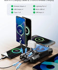 Power Bank 49800mAh Solar Portable Charger with Wireless Charging USB C 15W Fast Charge Four Built In Cables charging devices