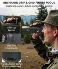 Person using 15x54 Monocular Telescope For Adults High Powered Waterproof With BAK4 Prism FMC Lens, showing grip and features.