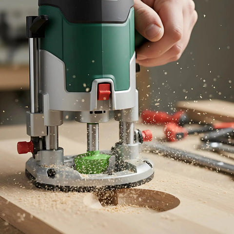 Top Tier Core Box Router Bit With 1.3 Inch Round Nose Bullnose Edge For Woodworking Milling Projects and CNC Machines in use.