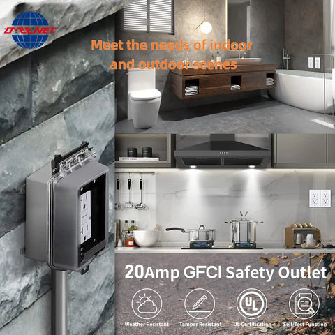 GFCI Outlet 15 Amp Self Test, Tamper Resistant Receptacle Pack, UL Listed GFI With 2 LED Indicators in kitchen and bathroom
