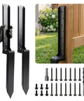 Heavy Duty Fence Post Repair Kit For Tilted Or Broken Wood Posts, 33.6 Inch Height, Galvanized Steel, Installation Accessories