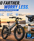 Heavy Duty Dual Motor Electric Bike For Adults With 5000W Peak Power And Awd, 42V Battery Delivering 90 Mile Range, 40Mph Top Speed On 26 Inch Fat Tires, Full Suspension And Hydraulic Brakes To Rip Through Any Trail with a removable battery.