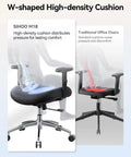 All Day Comfort Ergonomic High Back Mesh Desk Chair With Adjustable Headrest, showing high-density cushion vs traditional office chair