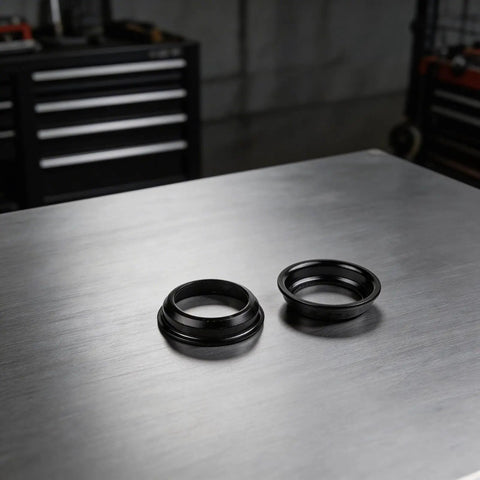 Close-up of black components from Six Piece Steering Bearing Kit For G2 Master Electric Scooter Durable Headset Replacement Set