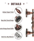 Antique Copper Cabinet Pulls With 2.5 Inch Hole Centers And 3.5 Inch Overall Length Solid Zinc Alloy Retro Drawer Pulls Details