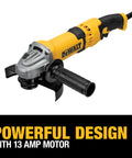 Beefy 13 Amp Angle Grinder With Dust Ejection System Four And A Half Inch To Five Inch Guard Compatibility Trigger Switch front view