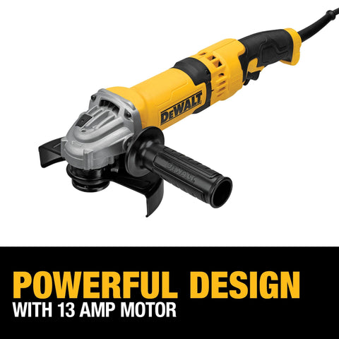 Beefy 13 Amp Angle Grinder With Dust Ejection System Four And A Half Inch To Five Inch Guard Compatibility Trigger Switch front view