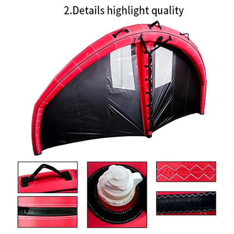 Inflatable Wing Surfing Kite for Wind Foiling and Water Sports with ergonomic handle and protective inflation valve system