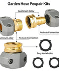 Premium Garden Hose Repair Kit With Extra Aluminum Connectors And Stainless Steel Clamps For 3/4 And 5/8 Inch Water Hoses That Stop Leaks Fast And Keep Your Outdoor Setup Running Smooth All Summer Long Without Breaking The Bank Or Dealing With Flimsy. garden hose repair kit with aluminum alloy connectors and no-leak rings