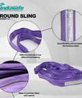 Endless Round Slings 1 Inch Polyester Spanset Lifting Straps, purple color, showing flexibility and load-bearing features.