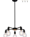 Five Light Modern Sputnik Chandelier In Matte Black Farmhouse Adjustable Pendant Light with LED bulbs