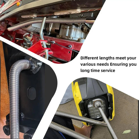 Different installations of 1 Inch Stainless Steel Exhaust Hose 59 Inch Flexible Exhaust Pipe With 2 Hose Clamps Heavy Duty Diesel Heater Exhaust Tubing For Generator Parking Air Heater And Fuel Tank Diesel Gas
