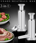 Two In One Sausage Stuffer And Meatball Maker Stainless Steel Manual Press For Homemade Sausages And Party Meatballs Vertical Design Tubes In A Compact Kitchen Tool