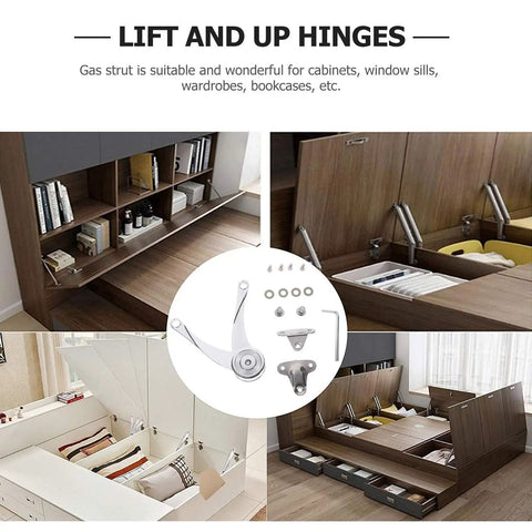 Adjustable Lid Support Hinge For Cabinet Doors With Thickened Rod And Multilayer Plating Easy Install Silver Hydraulic Lift Damper