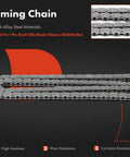 Must-Have Engine Timing Chain Kit With Tensioner For Hyundai And Kia 1.6L DOHC Vehicles shown with alloy steel materials