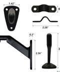 Heavy Duty Black Hand Rail Brackets Six Piece Set For Indoor Stairs And Outdoor Use Durable Three Inch Banister Support Hardware dimensions shown.