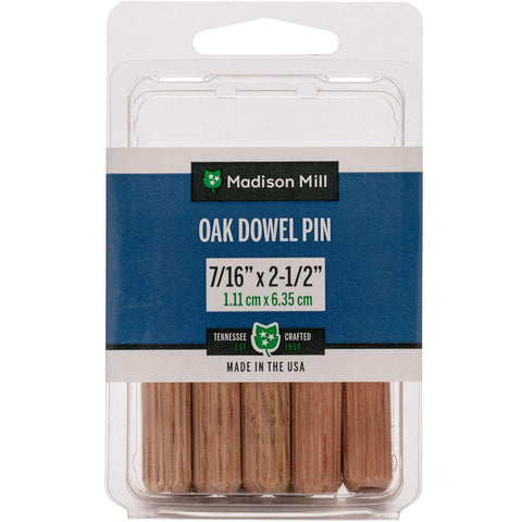 Oak Fluted Dowel Pins 7 Sixteenth Inch By 2 And One Half Inch Long 8 Pack For Furniture Repair Craft And Woodworking Precision Sized True To Size Made In USA