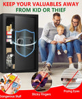 Beefy 3.4 Cu Ft Water And Fireproof Home Safe With Digital Keypad And Back Up Key Dual Anti Pry Locking System, open view.