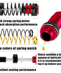Beefed Up Big Bore RC Shocks Absorbers For 1/10 Kraton 4x4 4S V2 BLX And Outcast in red and black components