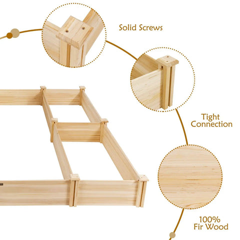 U Shaped Raised Garden Bed With Five Planter Boxes Made From Solid Fir Wood showing solid screws and tight connection details