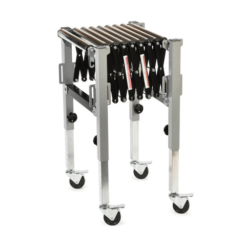 Heavy Duty Expandable Roller Conveyor Fits Any Shop Setup Expands To Fifty Inches Takes Three Hundred Pounds Glides On Locking Swivel Casters Solid Choice For Cumbersome Materials And Long Runs