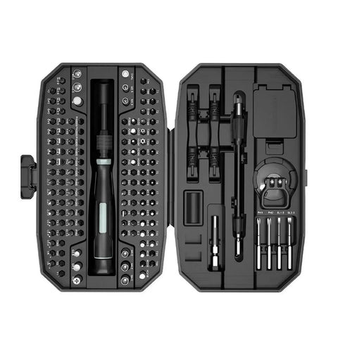 Magnetic Precision Screwdriver Kit With 25 In 1 And 152 In 1 Torx Bits For Laptop Repair Including T5 And T6 Heads, open case